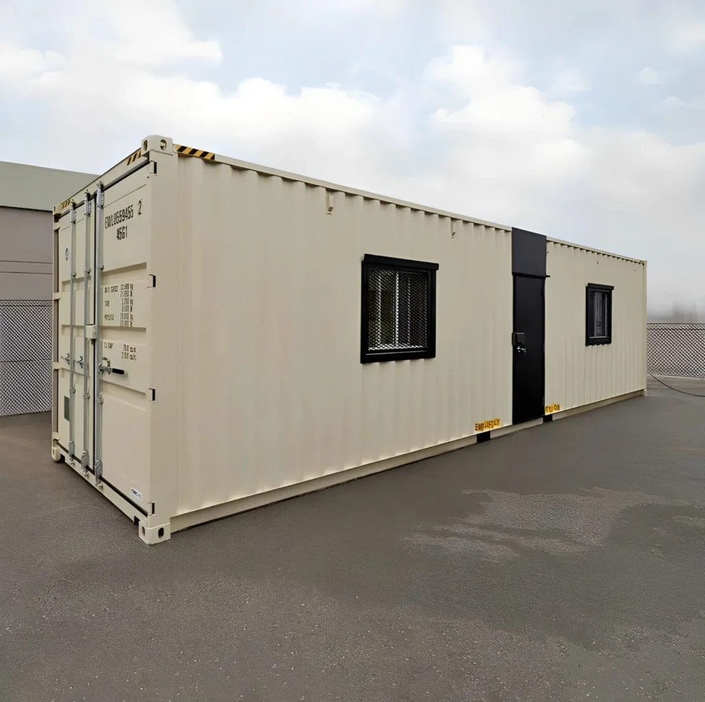 35ft Open Plan Portable Office Cabin – Fully Insulated Steel Container Building with A/C & Heating